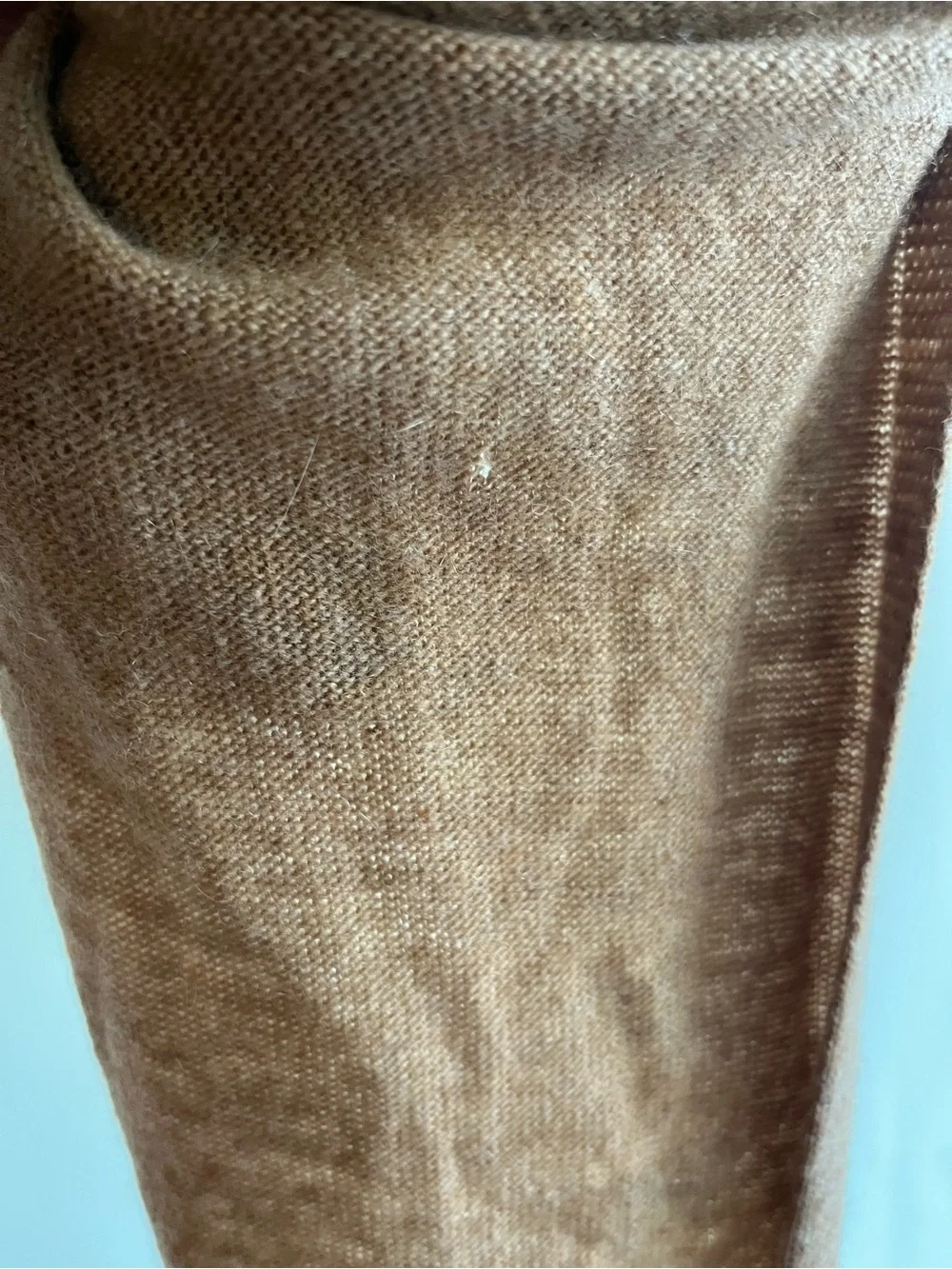 J. Crew Cashmere? Blend? Scarf With Built In Pockets Tan Beige 1 Tiny Hole